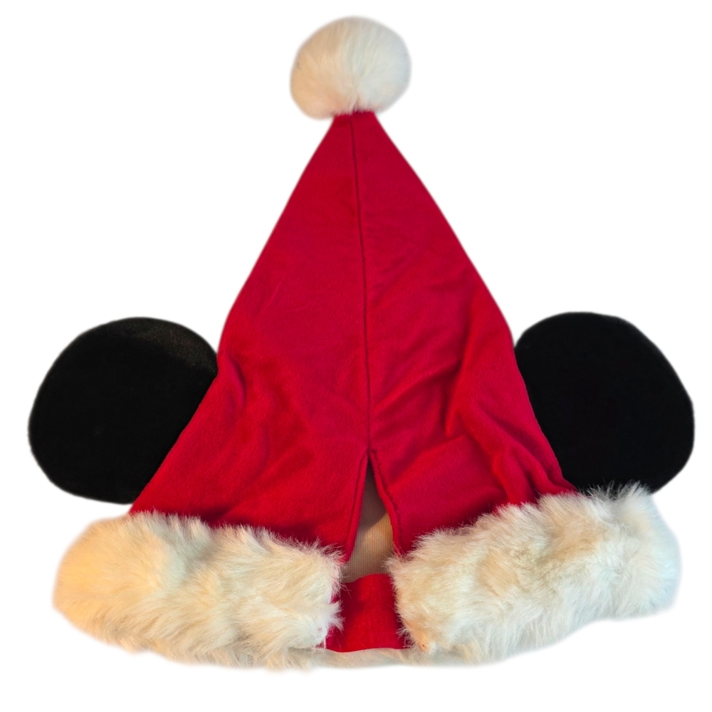 Disney Store Mickey Mouse Christmas Santa Claus Hat with Black Mickey Ears OSFM - Picture 2 of 6